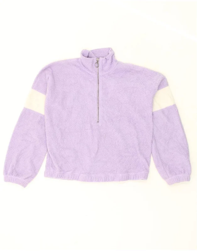 ABERCROMBIE & FITCH Womens Oversized Fleece Jumper UK 10 Small Purple Boat Neck Shawl Collar Notched Collar