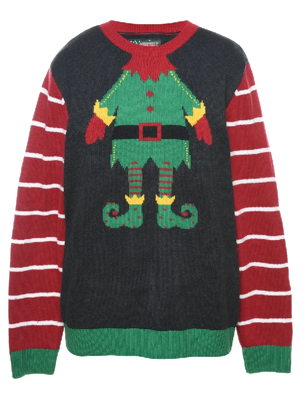 Black Christmas Jumper - L Iron Safe Non-Iron Wrinkle Free