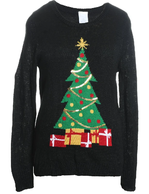 Black Christmas Jumper - L Modern Contemporary Chic