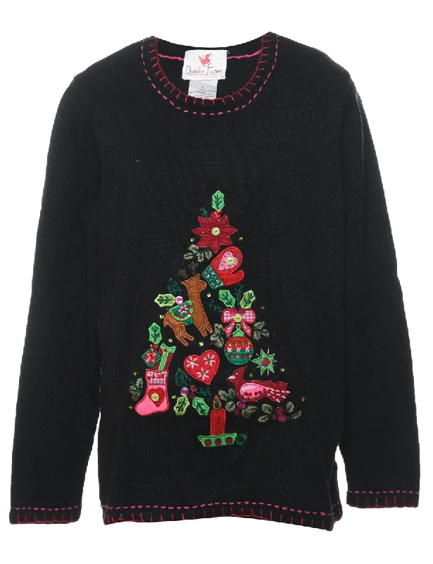 Black Christmas Jumper - L Layered Multi-layer Single Layer