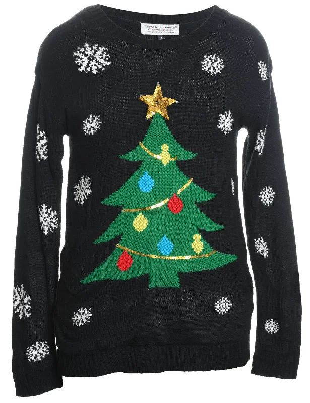 Black Christmas Jumper - M Stretchy Elastic Breathable