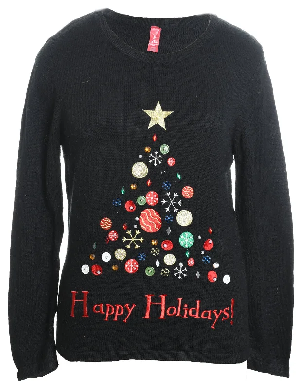 Black Christmas Jumper - M Thin Thick Dense