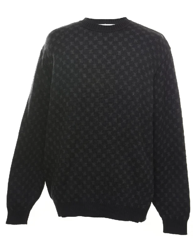 Black & Grey Patterned Jumper - XL Lightweight Heavyweight Midweight