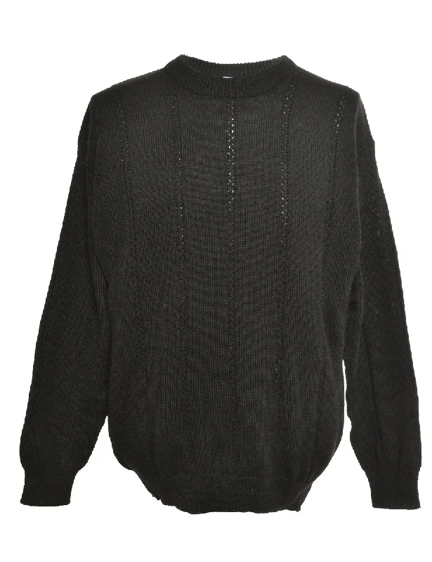 Black Long Sleeved Jumper - M Velvet Chenille Corduroy