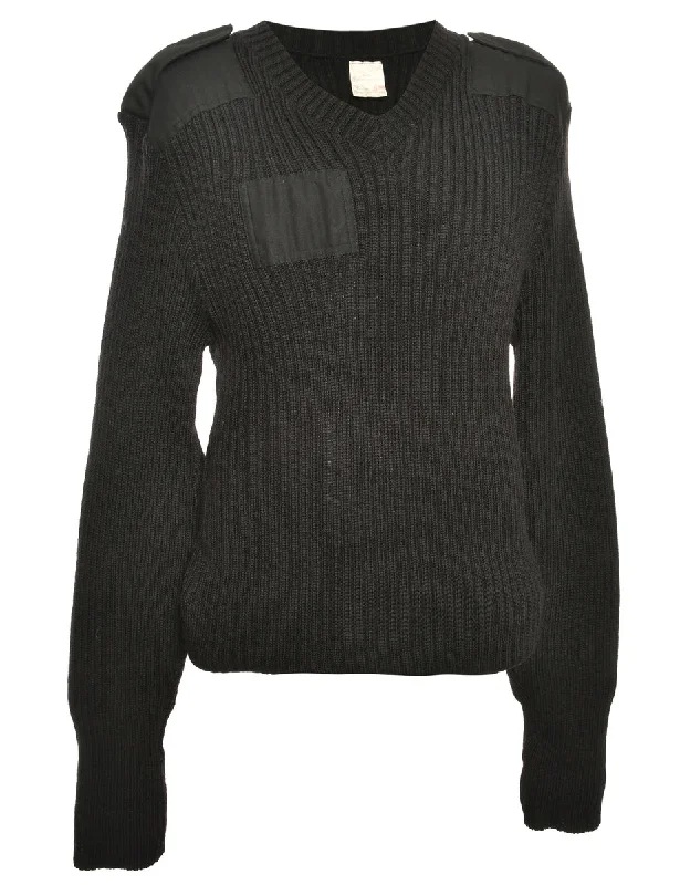 Black Long Sleeved Jumper - L Thin Thick Dense