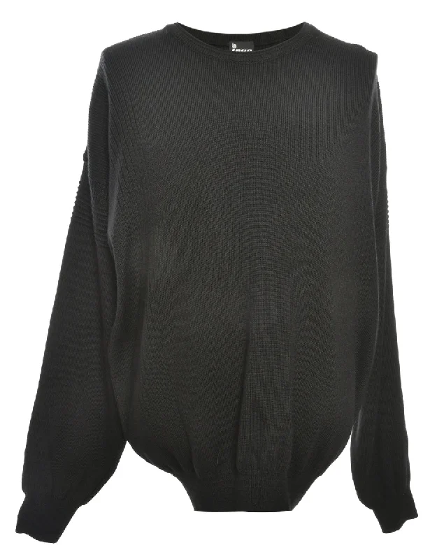 Black Long Sleeved Jumper - M Spandex Blend Rayon Blend Denim Blend