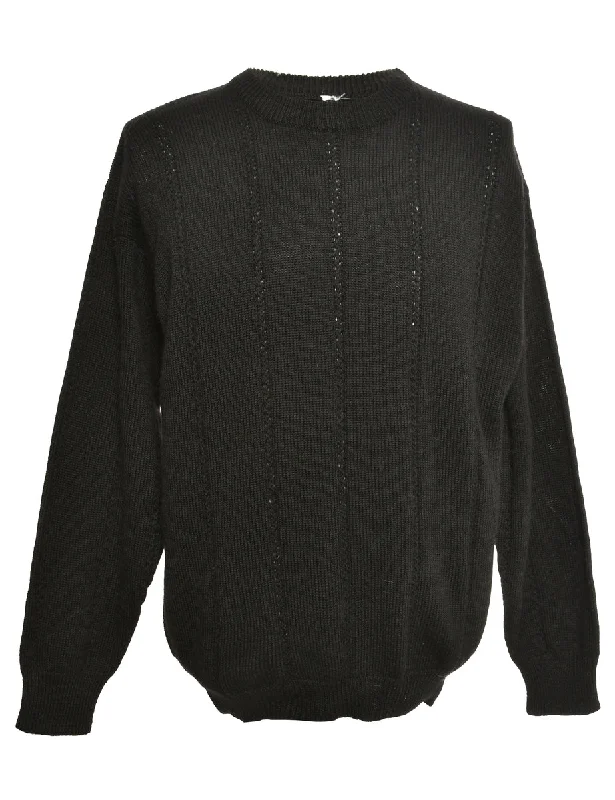 Black Long Sleeved Jumper - M Embroidered Appliqued Beaded