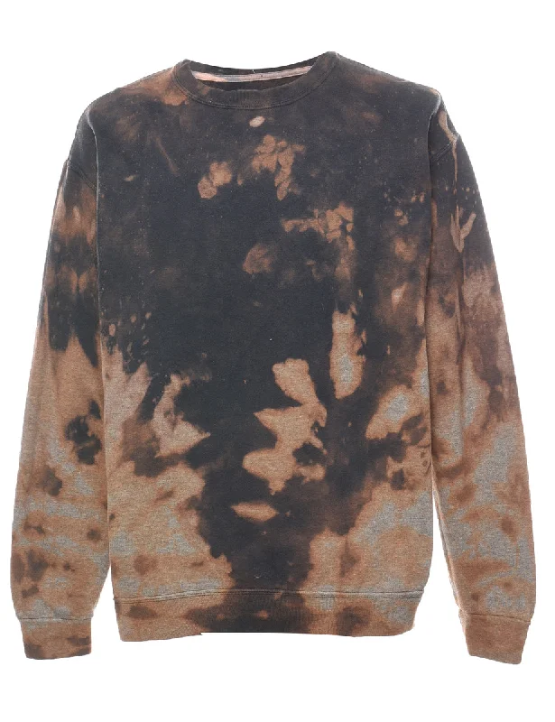 Black & Orange 90s Bleached Jumper - L Machine Wash Dry Clean Hand Wash