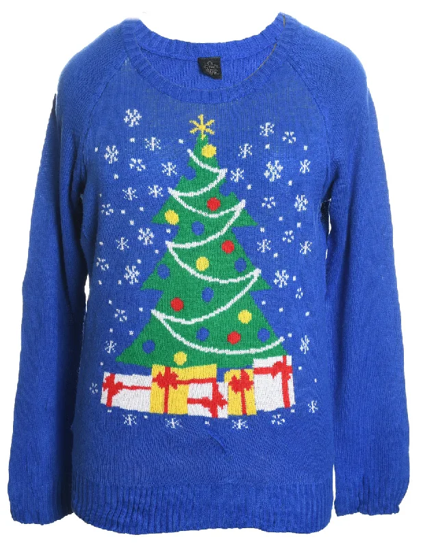 Blue Christmas Jumper - XL Terry Terry Cloth Terry Knit