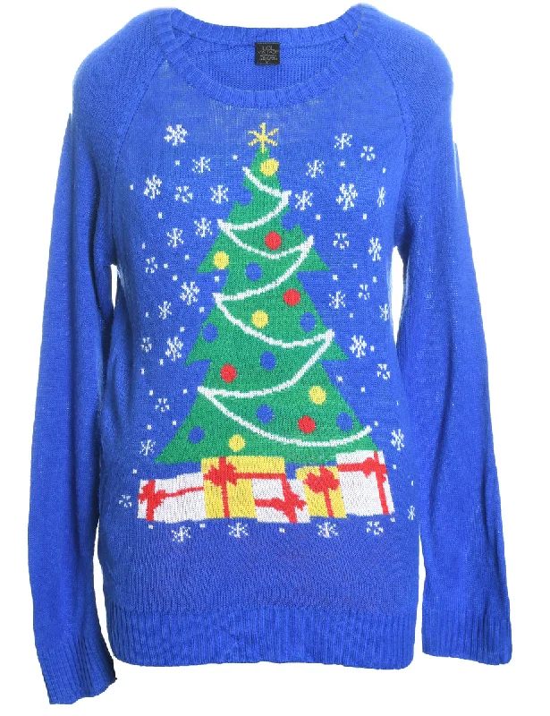 Blue Christmas Jumper - XL Machine Wash Dry Clean Hand Wash