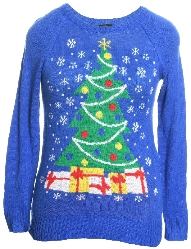 Blue Christmas Jumper - XS Anti-Pilling Anti-Shrink Durable