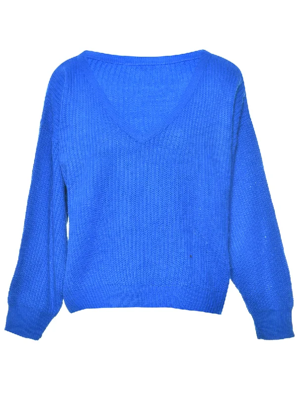 Blue Jumper - L Cashmere Blend Cotton Blend Poly Blend