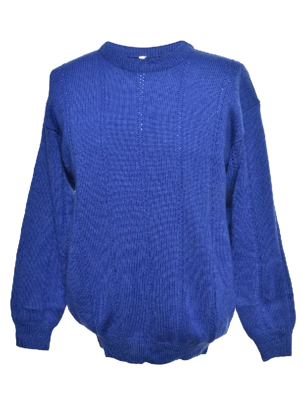 Blue Long Sleeved Jumper - M Nylon Fabric Polyester Fabric Spandex Fabric