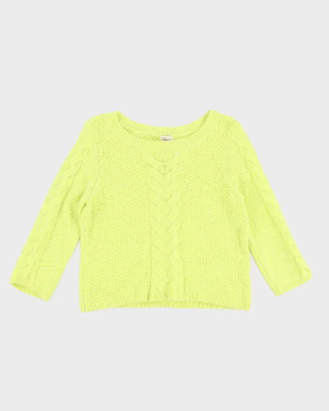 Feminine Green Knit Jumper - XS Zippered Buttoned Snapped