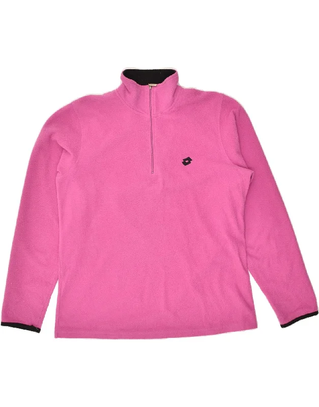 LOTTO Womens Zip Neck Fleece Jumper UK 16 Large Pink Polyester Stylish Fashionable Trendy