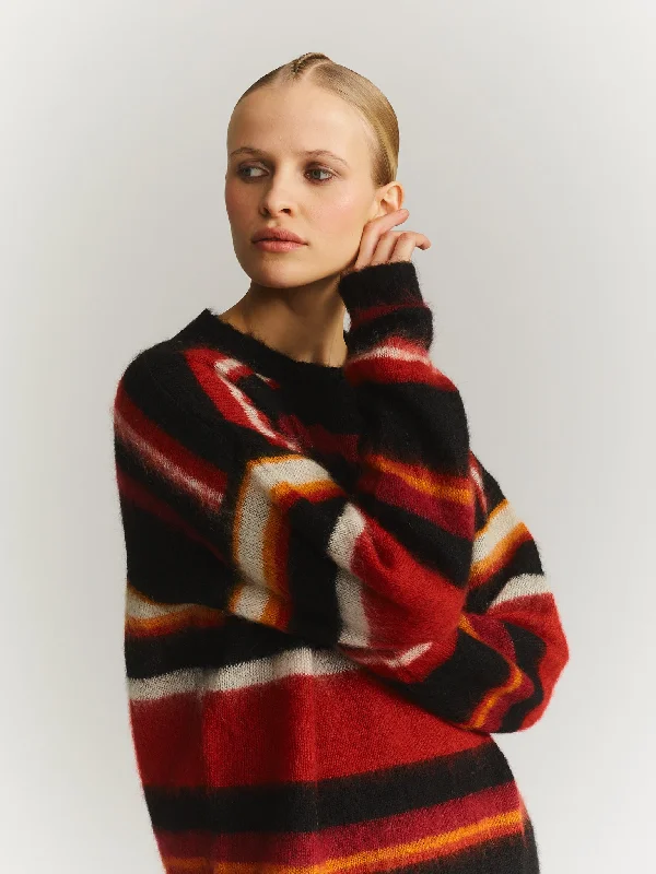 STRIPE MOHSIL JUMPER - MOSIL - RED Wool Sweater Cotton Sweater Cashmere Sweater