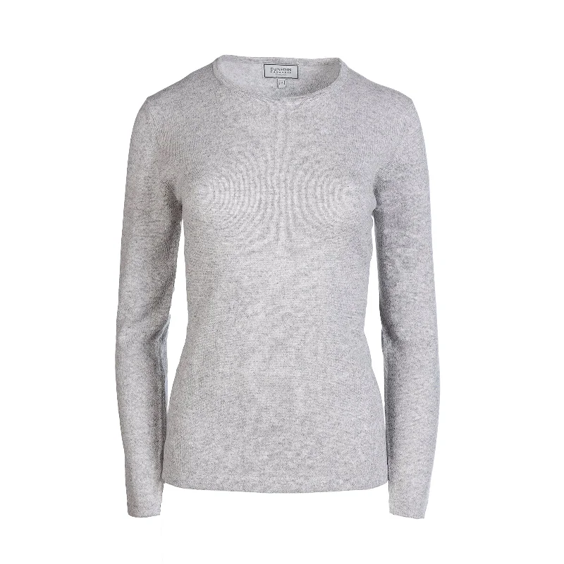 100% Cashmere Ladies Crew Neck Jumper Silver Clay Cotton Fabric Linen Fabric Terry Fabric