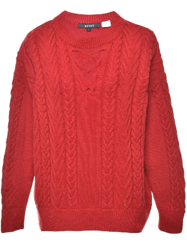 Cable Knit Jumper - L Neon Metallic Matte