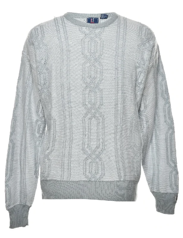 Cable Knit Jumper - L Embroidered Appliqued Beaded