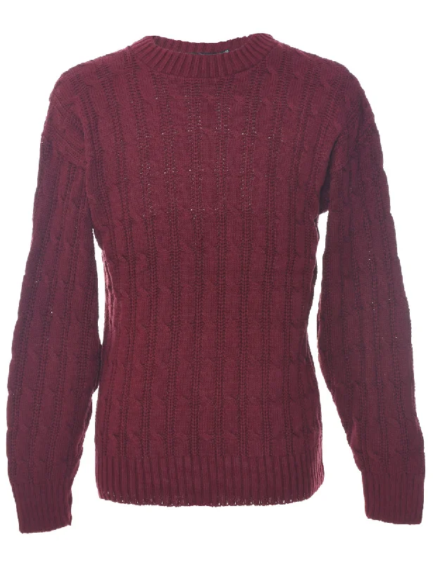 Cable Knit Jumper - L Elasticated Padded Insulated