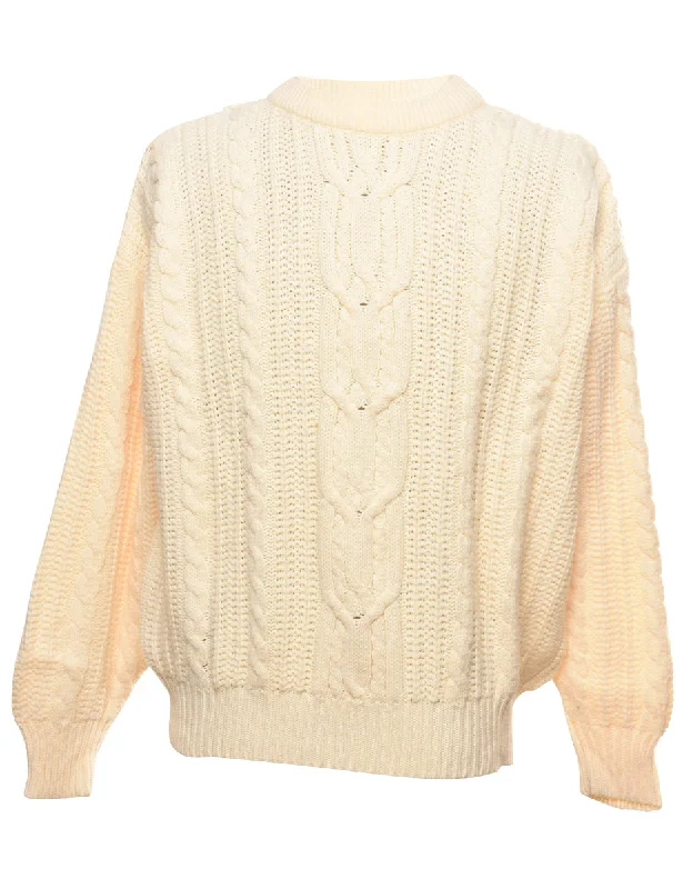 Cable Knit Jumper - L Wool Fabric Cashmere Fabric Tweed Fabric