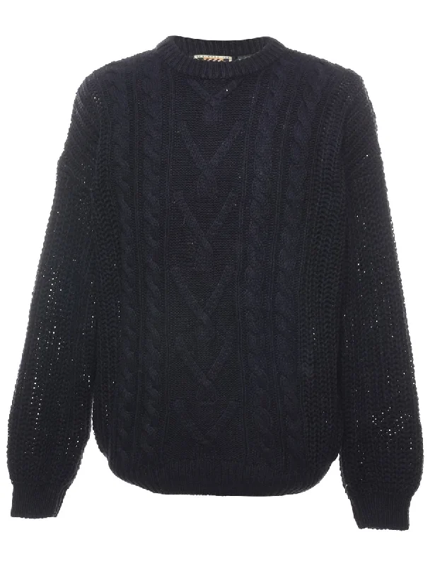 Cable Knit Jumper - M Terry Terry Cloth Terry Knit