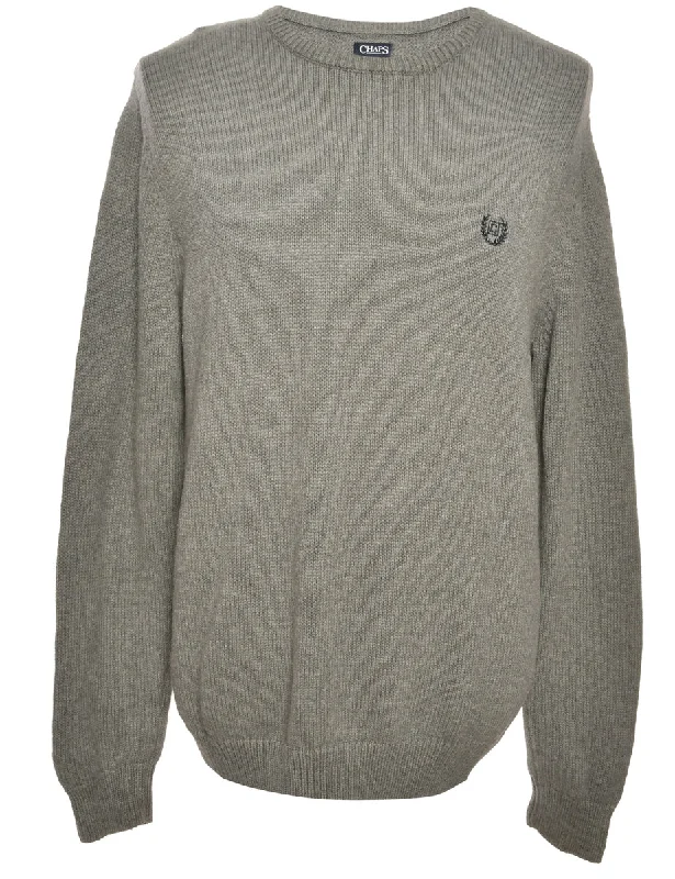 Chaps Grey Jumper - M Seamless Knitted Crochet