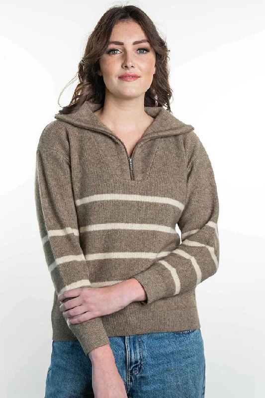 Koru Striped Zip Jumper Thin Thick Dense