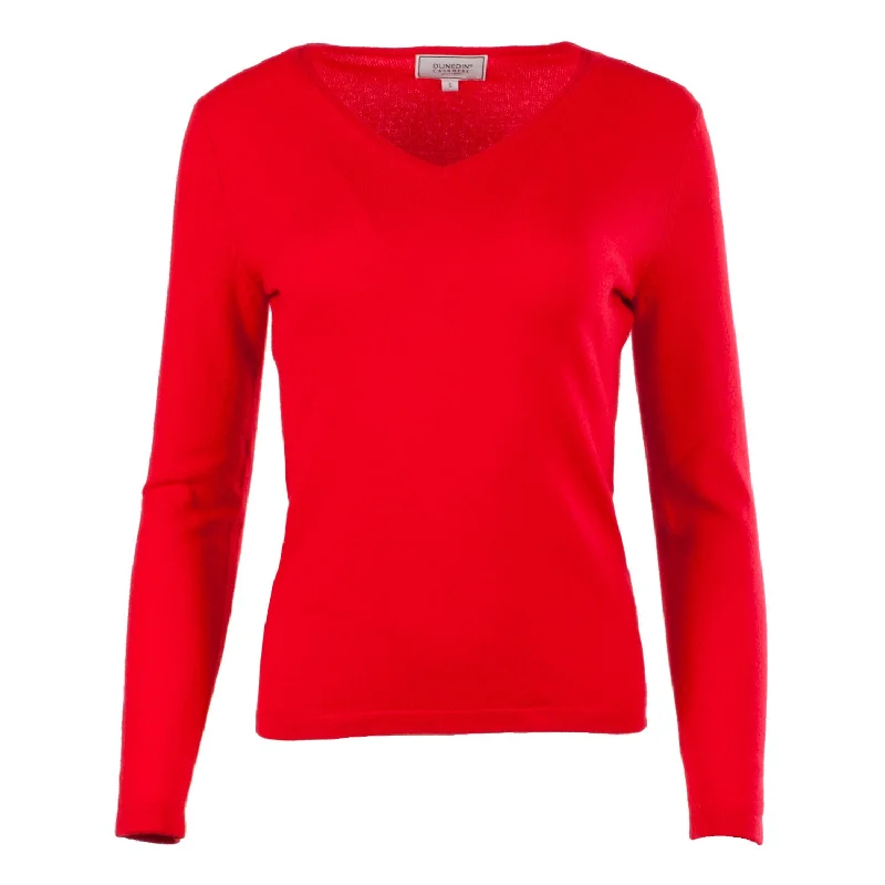 Women's 100% Cashmere V-Neck Jumper Dunedin Cashmere Cardinal Nylon Fabric Polyester Fabric Spandex Fabric