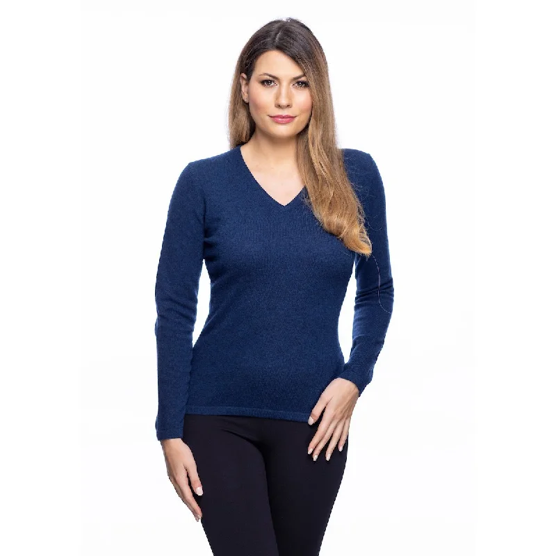 Women's Cashmere V-Neck Jumper Astral Elegant Classic Vintage