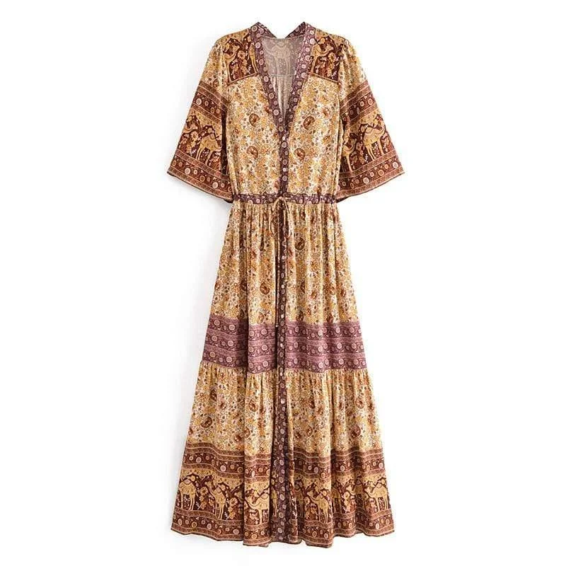 Agnesca Maxi Dress in Brown Stylish Long Sleeve Maxi Dress