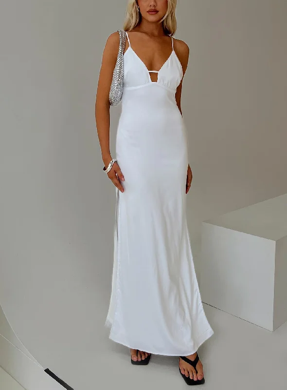 Atheria Maxi Dress White Trendy A-Line Maxi Dress