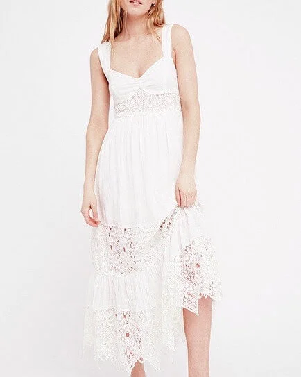 Free People - Caught Your Eye Gauzy Maxi Dress in White Stylish Off-Shoulder Maxi Dress