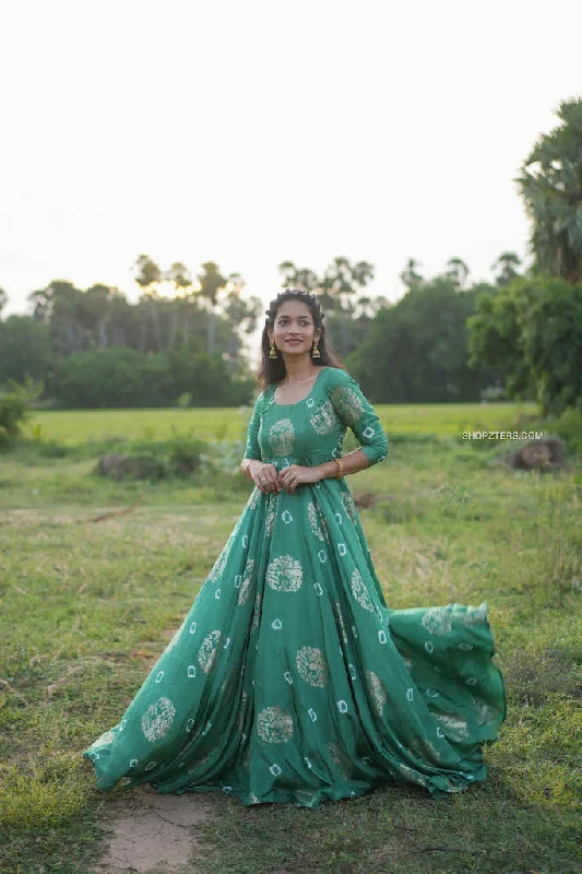 Green Jacquard Silk Maxi Dress Trendy Short Sleeve Maxi Dress