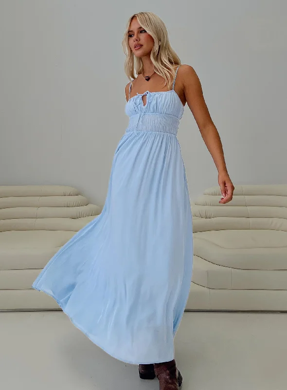 Jersie Maxi Dress Blue Elegant Maxi Dress with Ruffles