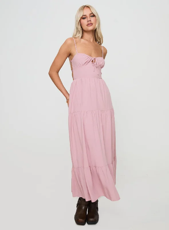 Juzen Maxi Dress Pink Elegant Sleeveless Maxi Dress