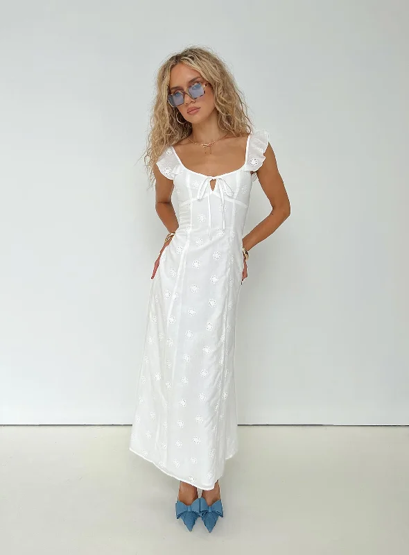 Lombardi Maxi Dress White Fashionable Open-Back Maxi Dress