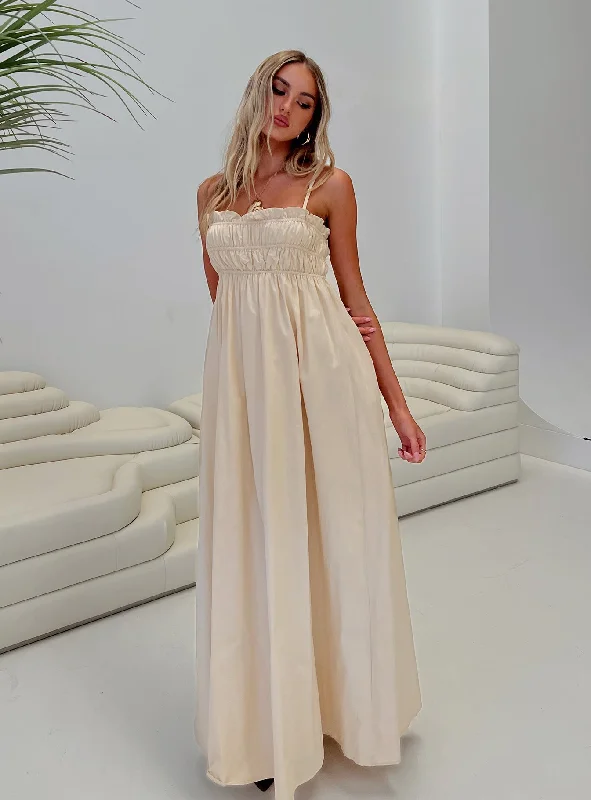 Love All Around Maxi Dress Cream Cozy Maxi Dress with Slit