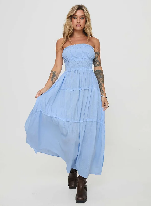 Minogue Maxi Dress Blue Comfortable Fit-and-Flare Maxi Dress