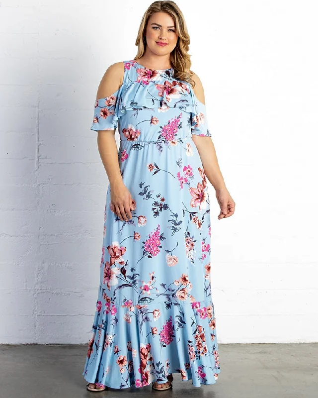 Piper Cold Shoulder Maxi Dress - Final Sale! Elegant Maxi Dress with Belt