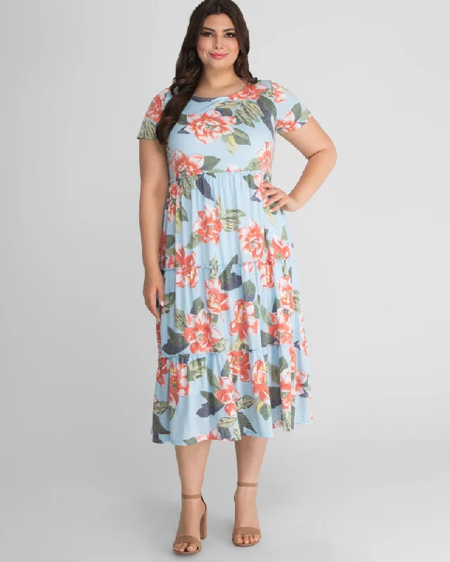 Tara Floral Plus Size Maxi Dress - Sale! Trendy Short Sleeve Maxi Dress