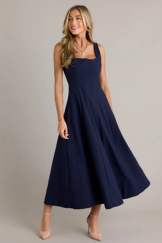 Urban Sophistication Navy Maxi Dress Comfortable Flowy Maxi Dress