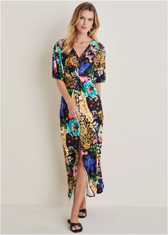 Twist Front Maxi Dress - Viva La Vida Cozy Longline Maxi Dress