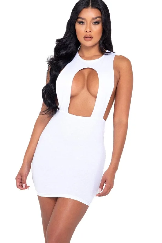 Front Center Cutout W/High Neck Mini Dress Classic Black Mini Dress