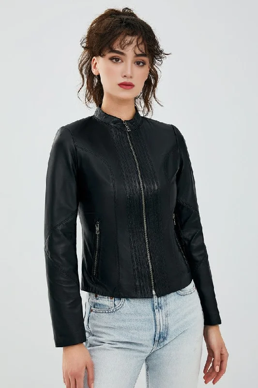 Black Bianca Leather Jacket for Women Denim Jacket Leather Jacket Suede Jacket