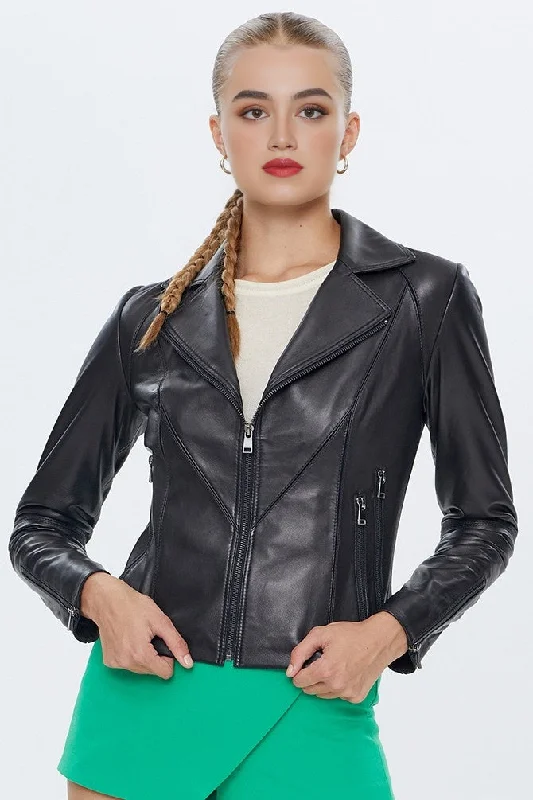 Black Olivia Leather Jacket For Women's Corduroy Jacket Velvet Jacket Brocade Jacket