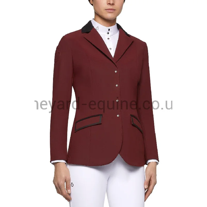 Cavalleria Toscana Competition Jacket - Tech Knit Zip Lightweight Burgundy Denim Fabric Leather Fabric Suede Fabric