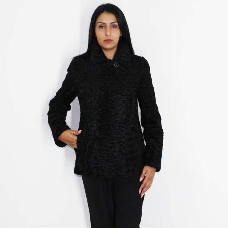 FI Astrakhan black jacket Snapped Jacket Toggled Jacket Drawstring Jacket