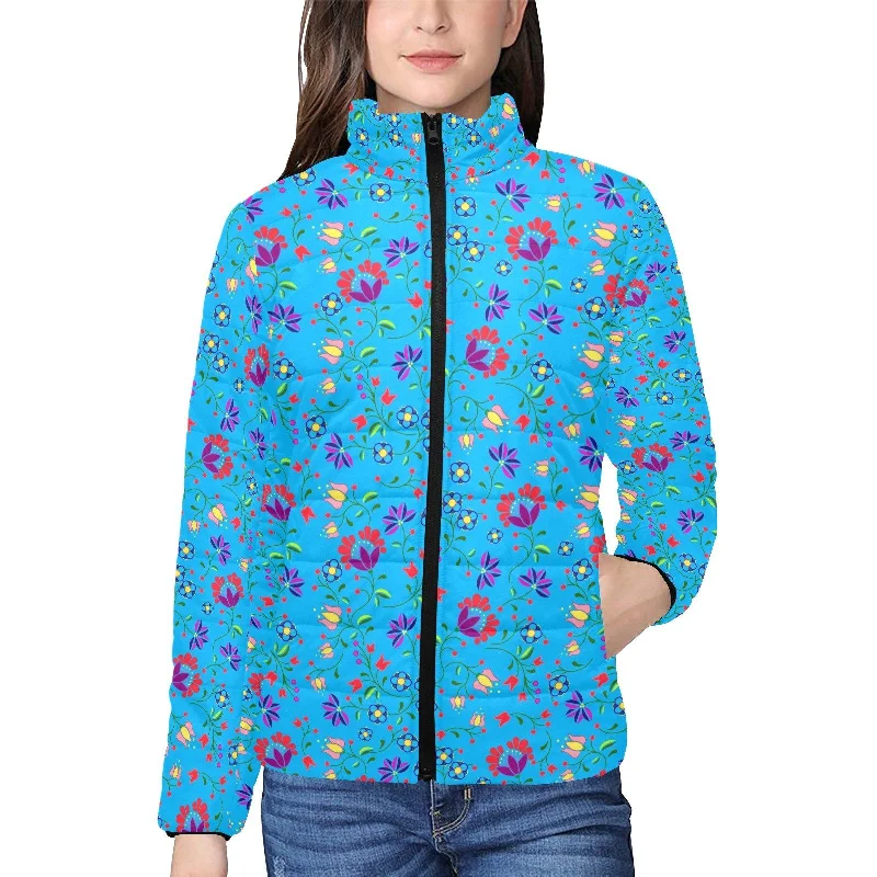 Fleur Indigine Ciel Women's Stand Collar Padded Jacket Rayon Fabric Velvet Fabric Corduroy Fabric