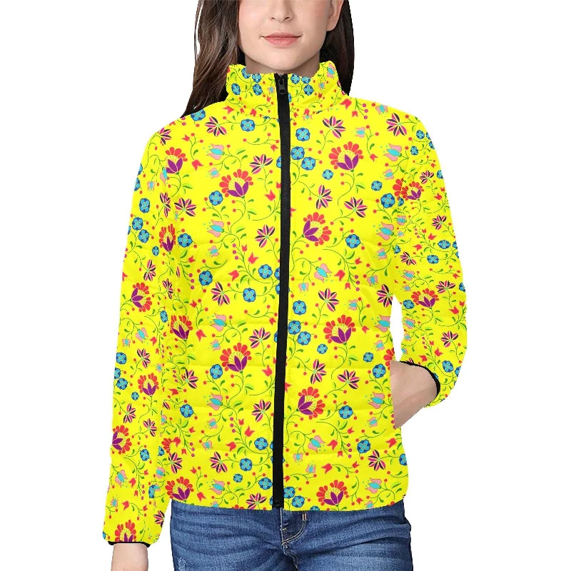 Fleur Indigine Mais Women's Stand Collar Padded Jacket Satin Jacket Silk Jacket Chiffon Jacket